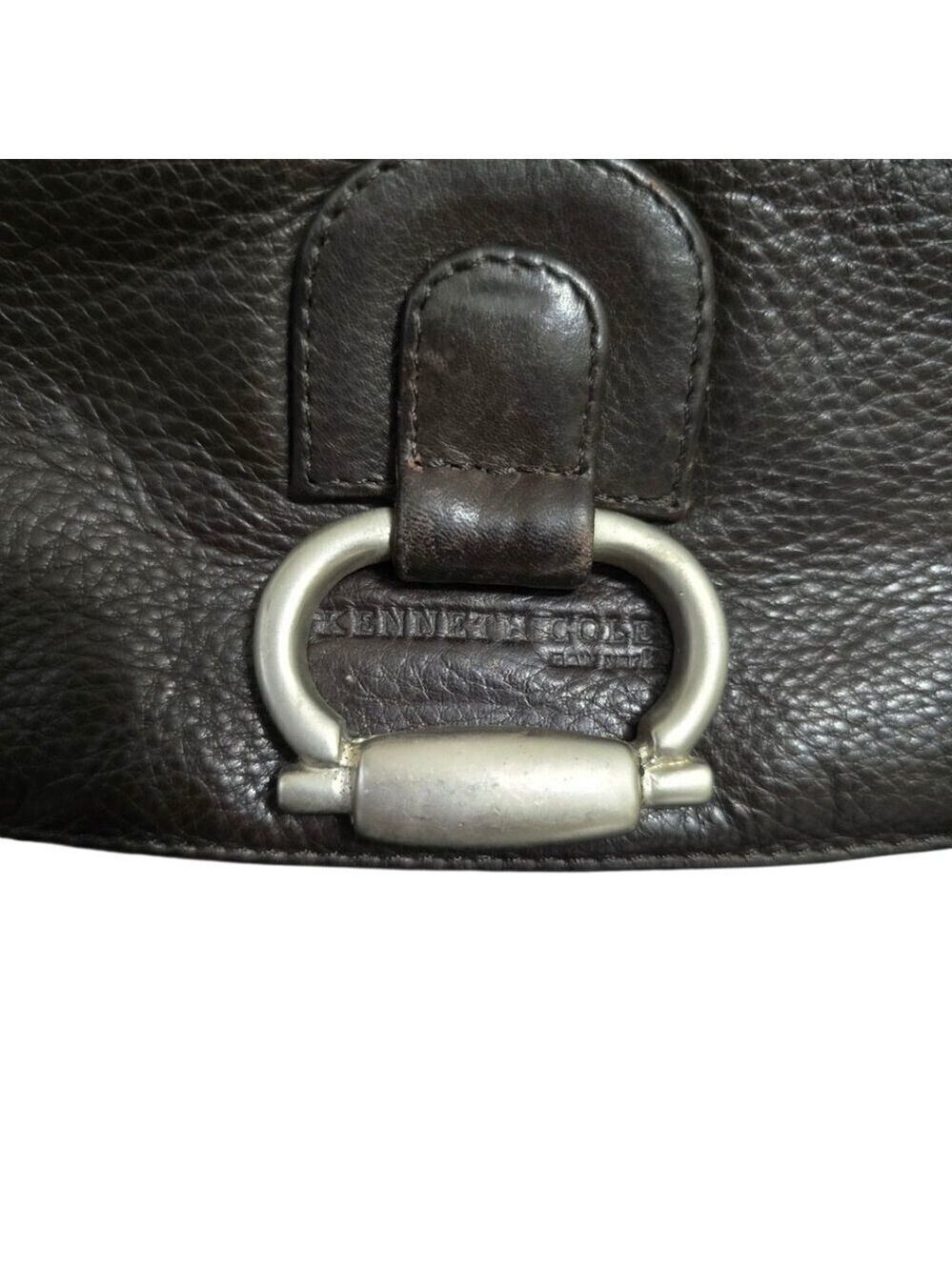Kenneth Cole Black Genuine Leather Saddlebag Crossbody Purse - Picture 6 of 15